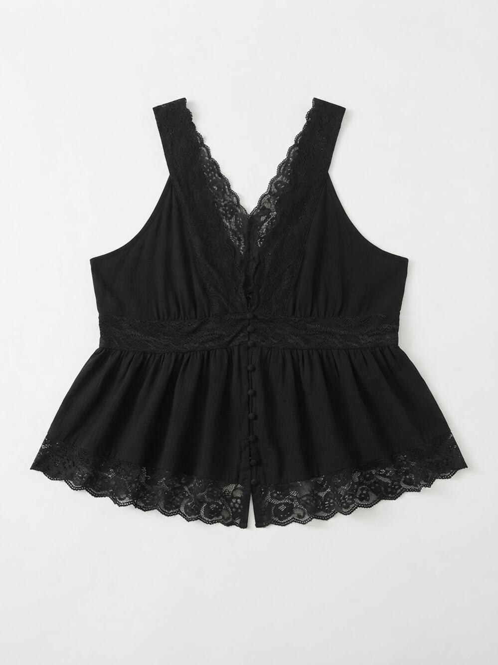 Forever 21 Plus 2X Black Lace Tank Top Women Peasant Boho Bohemian Grunge Gothic